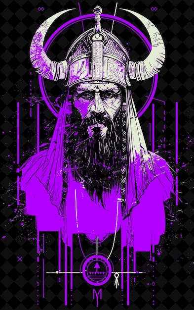 PSD mesopotamian priest man portrait wearing a kaunakes and horn vivid color design png collections