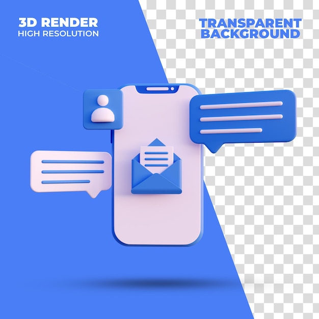 PSD Сообщение чат окно смартфон 3d визуализации