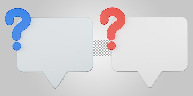 Message chat with question mark on transparent background 3D Render