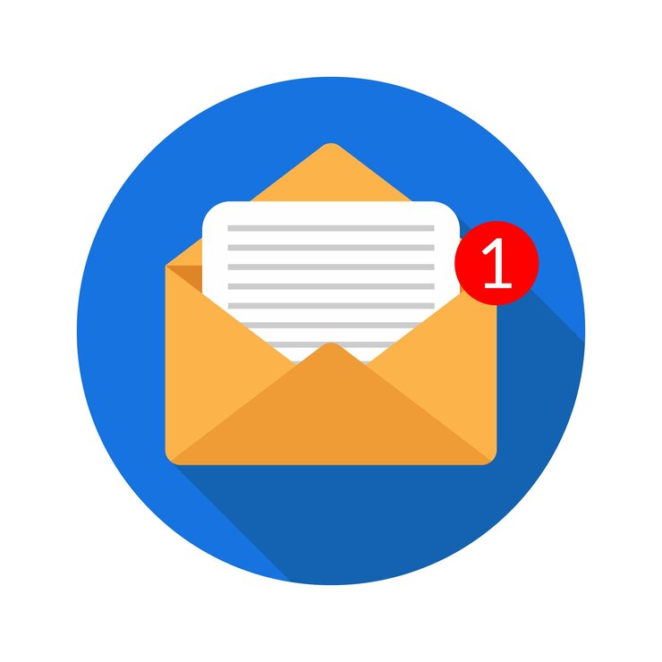 PSD message or email notification isolated on white background