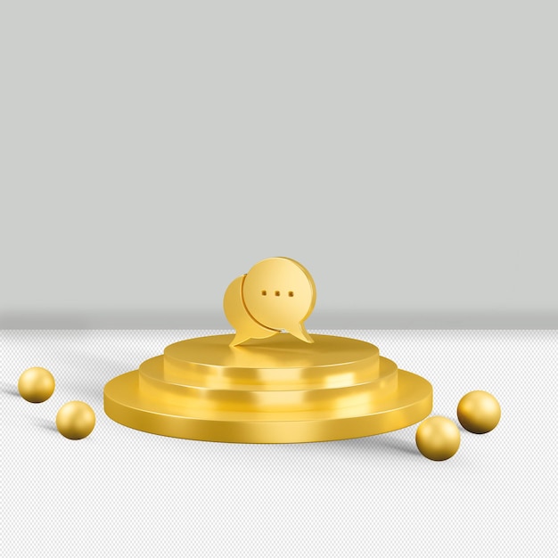Icona di messaggio oro isolato rendering 3d