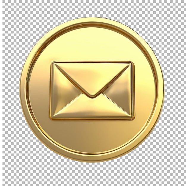 PSD message golden stamp isolated on transparent background