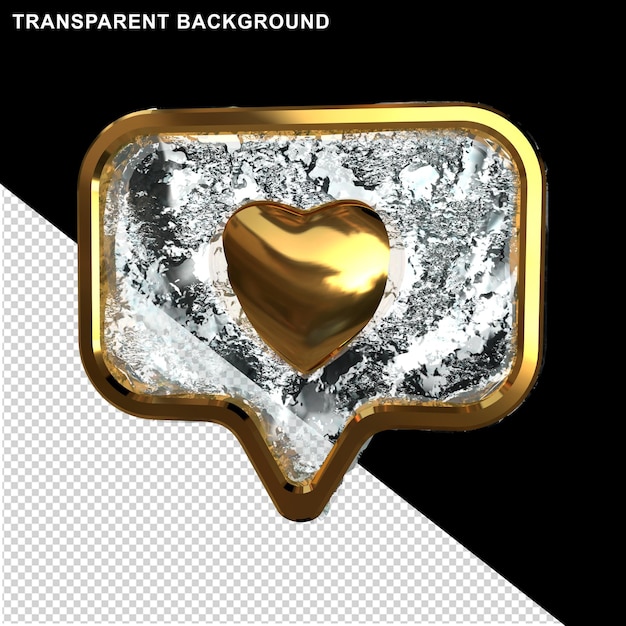 Message icon with gold and ice heart