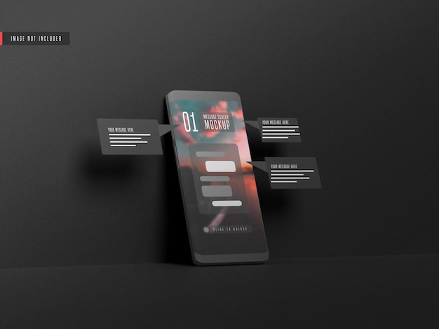 携帯電話のモックアップでのメッセージング会話の概念