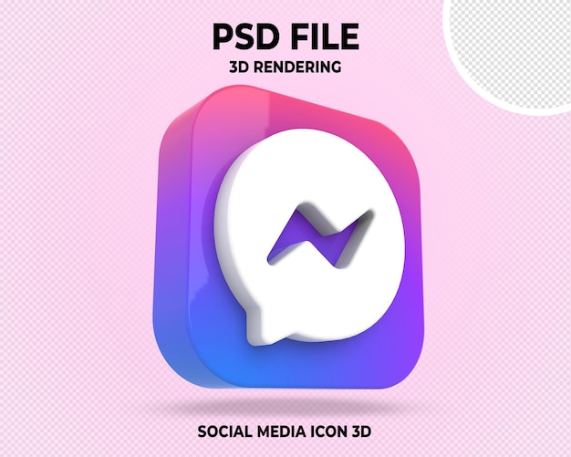 PSD messeger logo 3d social media transparent