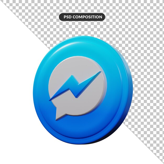 Messenger 3d renderowania aplikacji logo na białym tle