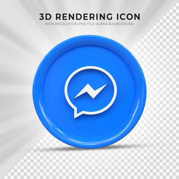 Icona messenger 3d social media icona 3d lucida colorata rendering 3d per la composizione