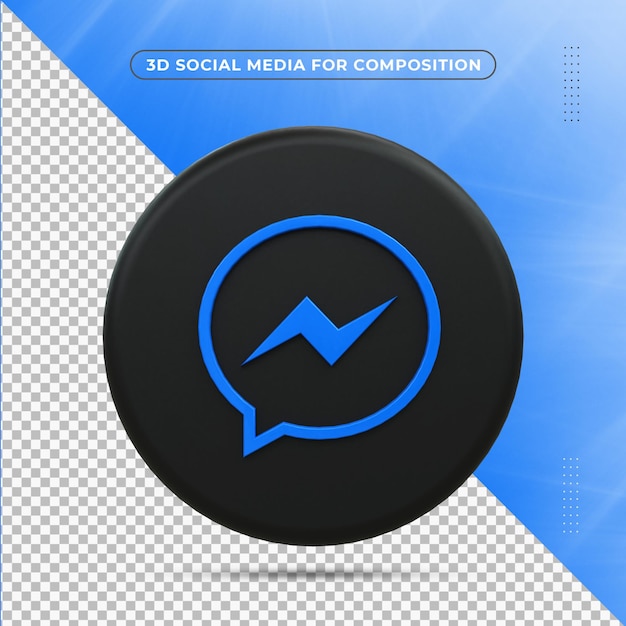 Messenger black glossy 3d logo and social media 3d icon design