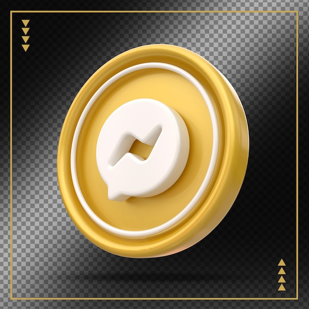 Messenger icon social media gold 3d