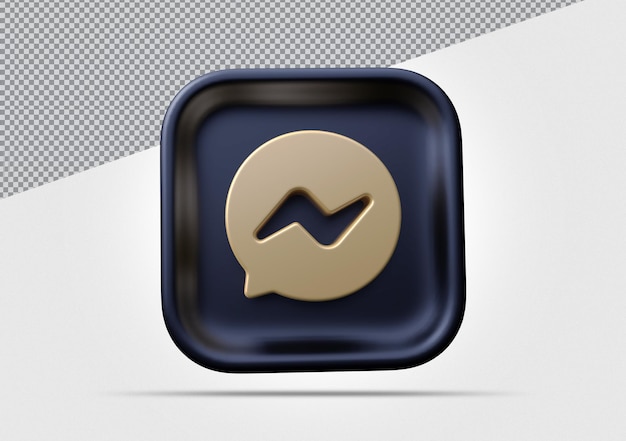 Messenger Icon Złoty render 3d w mediach społecznościowych