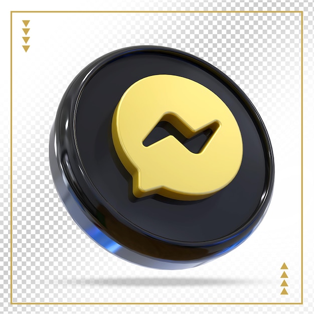 Messenger logo social media złoty 3d