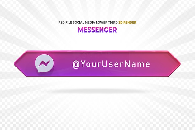 Messenger logoları sosyal medya alt bant 3D render