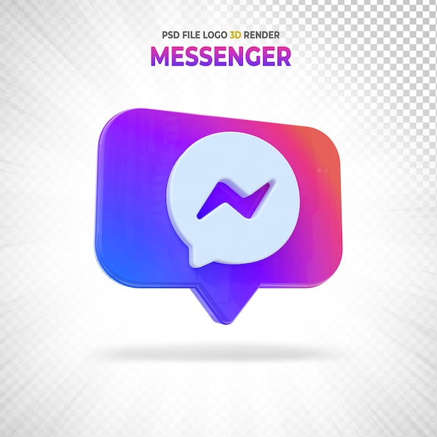 PSD messenger social media logo style 3d render