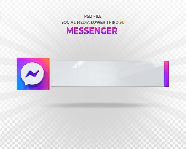 Messenger social media logos lower third banner 3d render