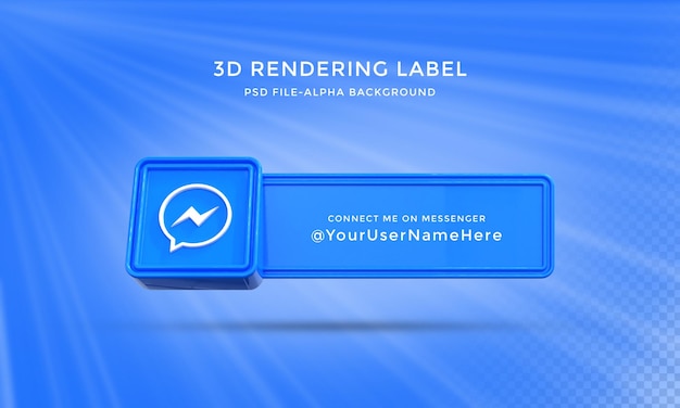 Messenger user name 3d rendering lower thirds banner