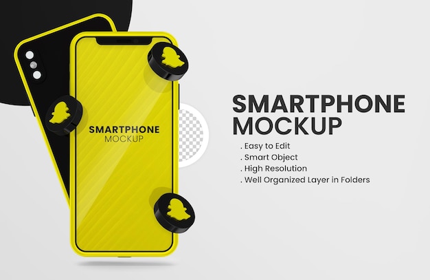 Met 3d render snapchat pictogram smartphone mockup