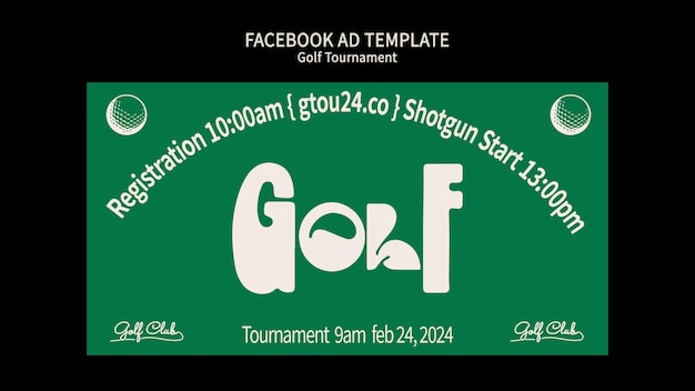 Met de hand getekende golftoernooi facebook sjabloon