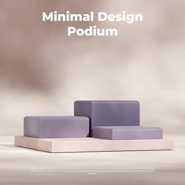 PSD met minimale achtergrond 3d-rendering leeg mockup vierkant podium op vierkant