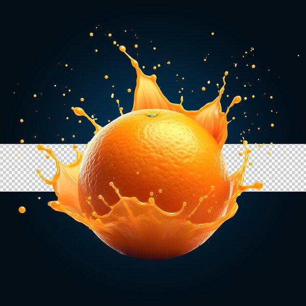 PSD met oranje splash verse oranje sinaasappelsap gegenereerd door een kunstmatige intelligentie