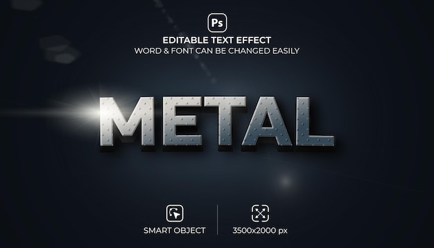 Metal 3d editable text effect premium psd with background