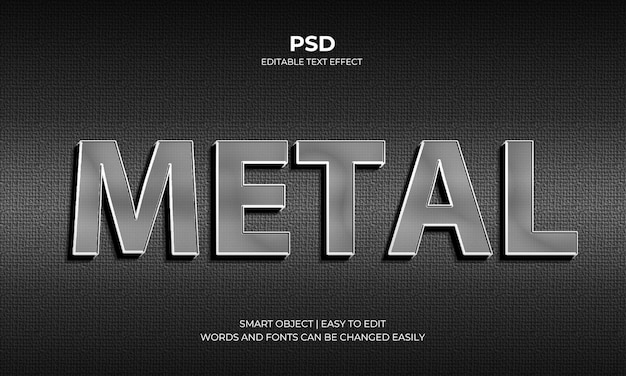 Effetto di testo modificabile in metallo 3d