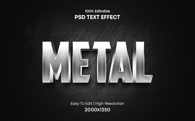 PSD effetto testo 3d in metallo