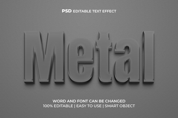 Effetto di testo 3d in metallo