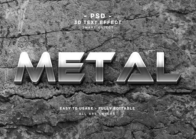 Metal 3d text style effect