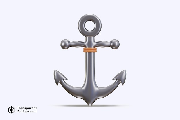 metal anchor icon 3d rendering vector illustration