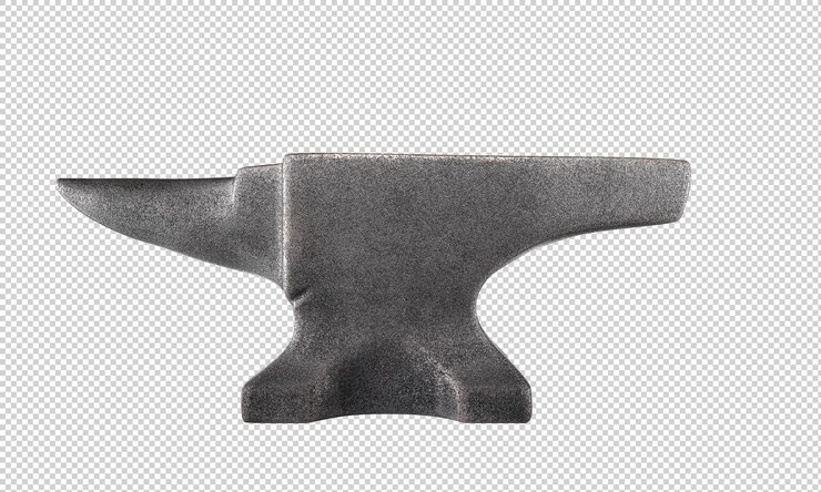 PSD metal anvil isolated on transparent background