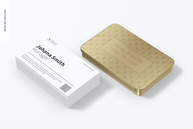 Metal business card case mockup