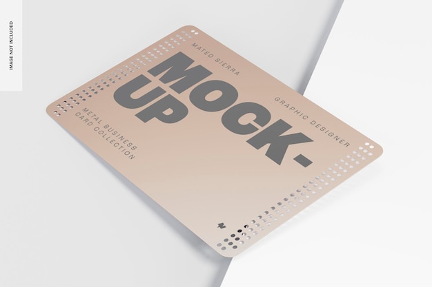 PSD metal business card mockup, perspective