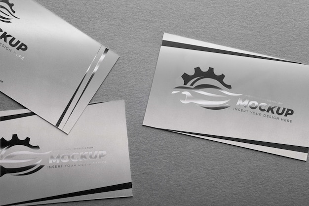 PSD metal business card mockup