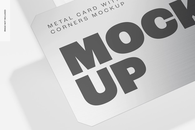 Metal Card with Beveled Corners Mockup, Close Up