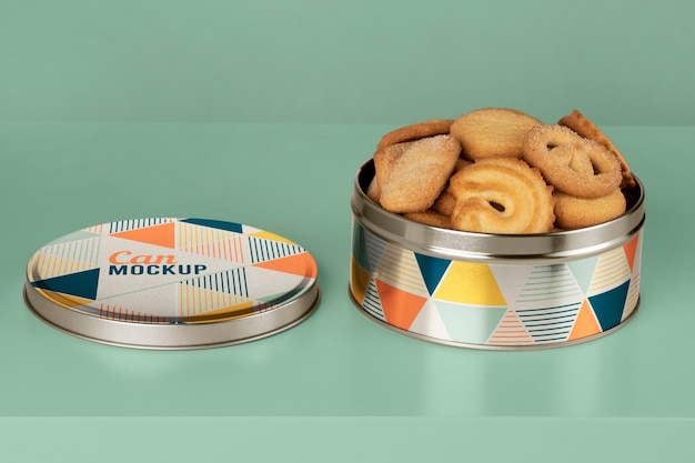 PSD metal cookie box with sweets