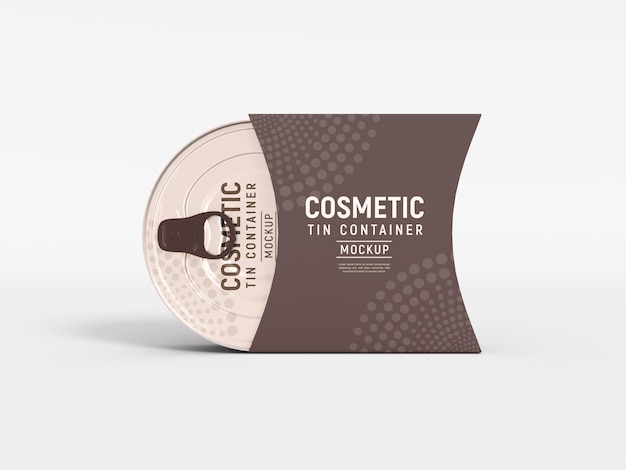 Contenitore cosmetico in metallo con mockup di maniche