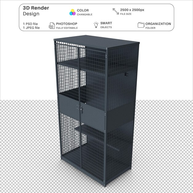 PSD metal cupboard 3d modeling psd file