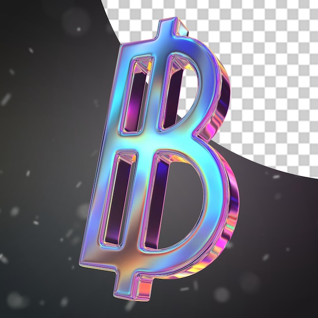 PSD metal currency sign baht 3d render