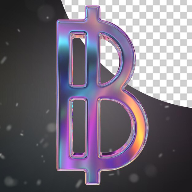 PSD metal currency sign baht 3d render