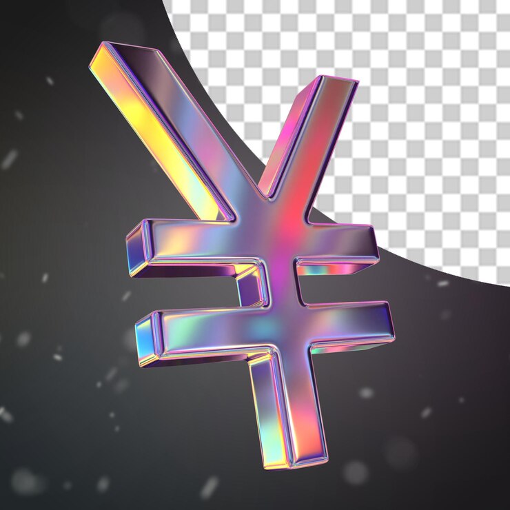PSD 금속 통화 기호 엔 3d 렌더