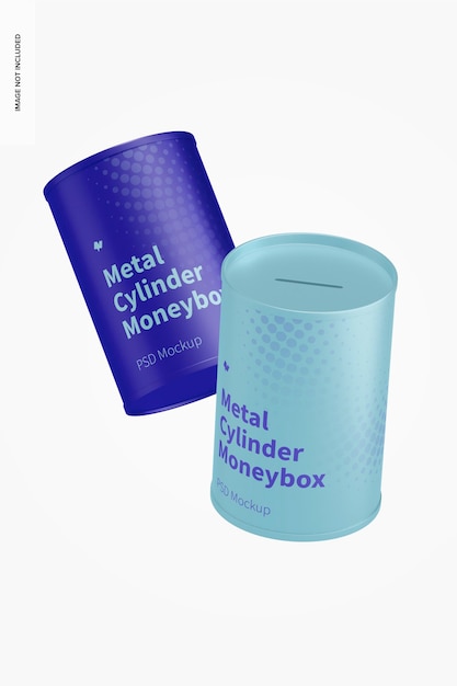 Metal cylinder moneybox mockup