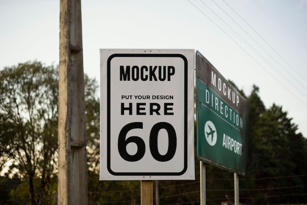 Metal direction signboard mock-up design