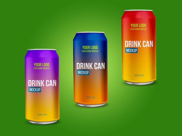 PSD metal drink can mockups