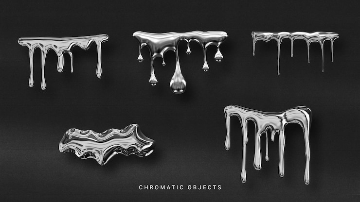 PSD metal drops three d