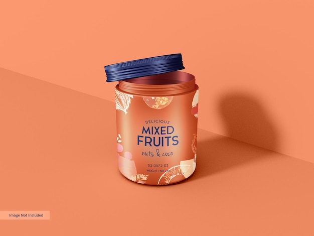 Mockup di branding in barattolo di frutta secca in metallo