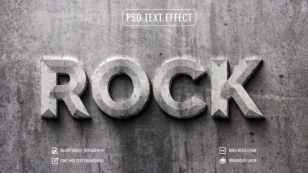 PSD metal edge rock wall sign logo mockup or text effect