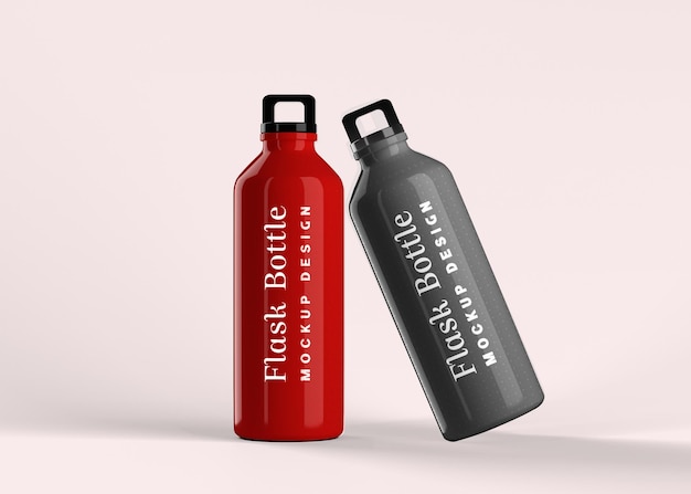 Metal flask bottle mockup