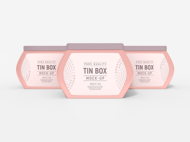 Metal food tin box packaging mockup