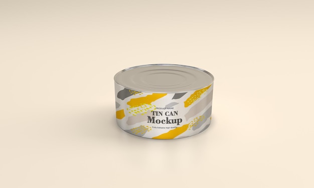 Metal food tin packaging mockup