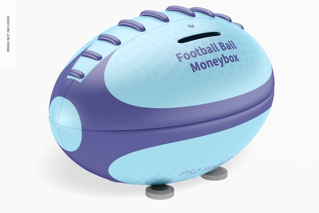 PSD metal football ball moneybox mockup